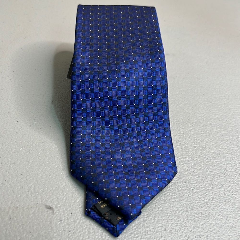 F/X Fusion Blue print silk tie New with tags